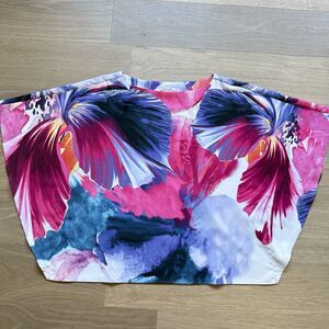 Chicos Top Women S/M Poncho Blouse Artsy Floral Abstract Colorful